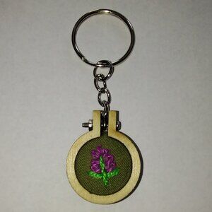 Lavender Embroidery Keychain